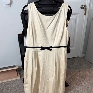 Kate Spade Cream Midi Dress with Black Bow